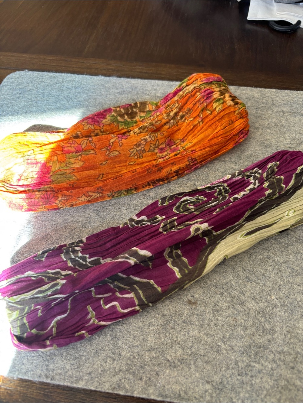Crinkled Floral Purple & Orange headbands - Women Accessories